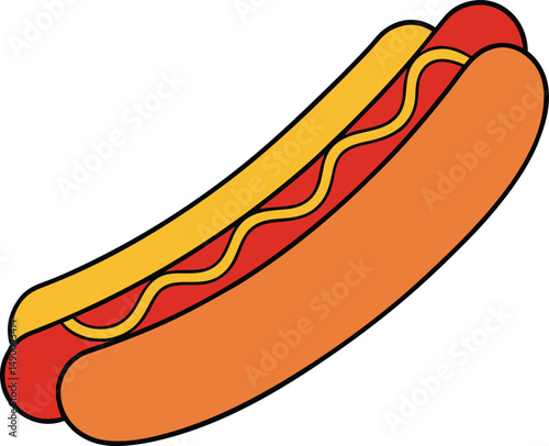 Hot Dog on White Background Cartoon Vector Illustration