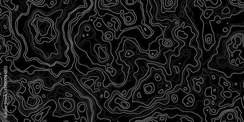 Abstract topographic contour map on black background concept. Geography concept. paper texture design .  paper texture design .Imitation of a geographical map. Vector. Illustration.