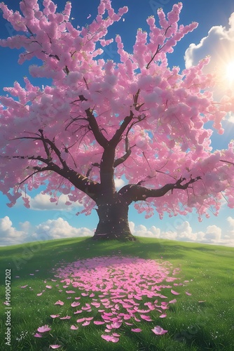 Wallpaper Mural spring landscape with blooming tree Torontodigital.ca