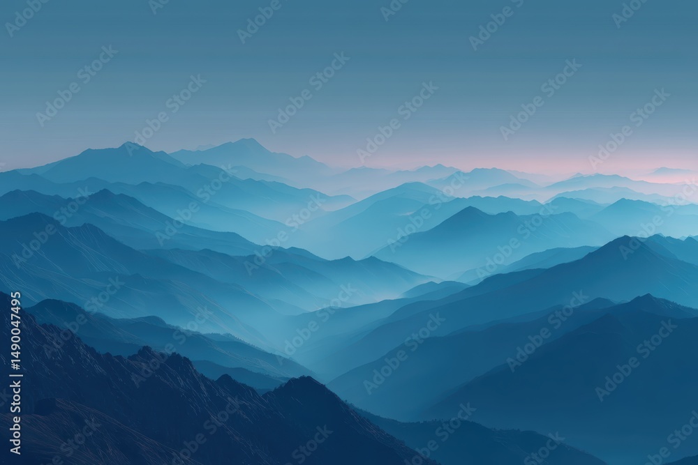 Obraz premium A soft, deep blue gradient with subtle lighting and a serene feel, isolated on clean white background