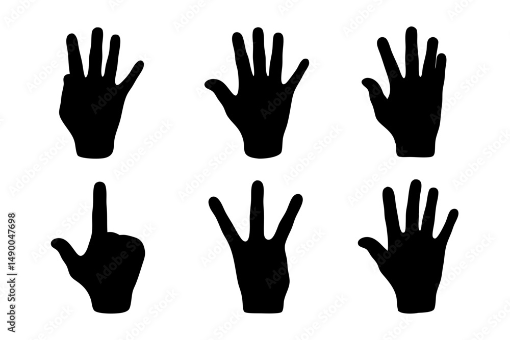 Fototapeta premium set of hand gestures black silhouette vector illustration