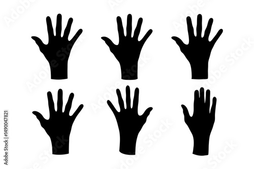 set of hand gestures black silhouette vector illustration