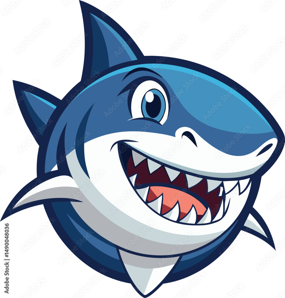 Happy Shark Cartoon Mascot Logo Design Happy Shark Cartoon Mascot Logo Design