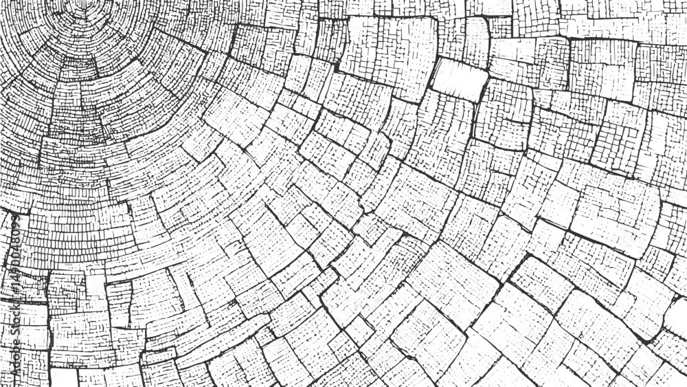 Wood Tree Rings Vector, Tree log, wood growth rings grunge texture vector illustration