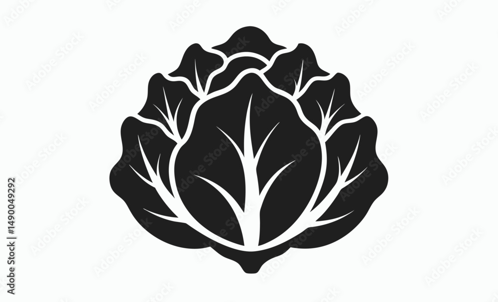 Obraz premium Lettuce silhouette, Leaf vegetable, Salad icon 