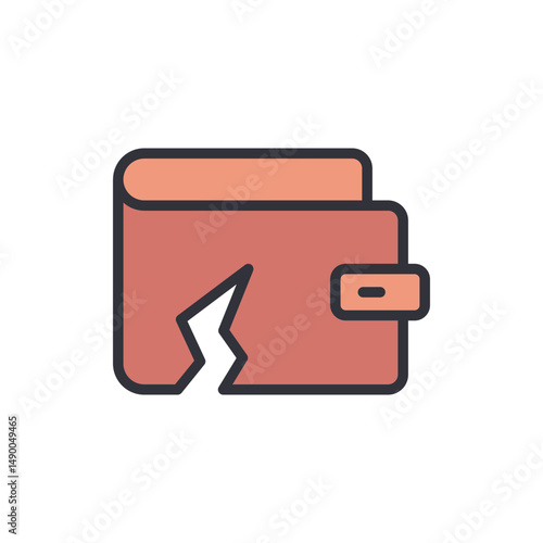 Broken Wallet Symbolizing Financial Crisis And Economic Downturn Concept