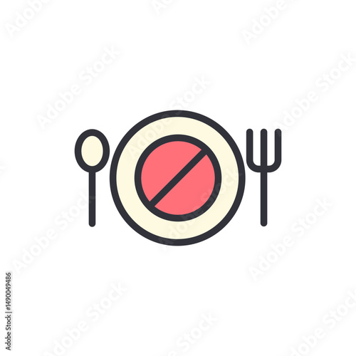 Symbolic Representation Of Dietary Restriction With Cutlery And Plate