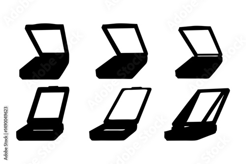 set of open scanners black silhouette vector illustration