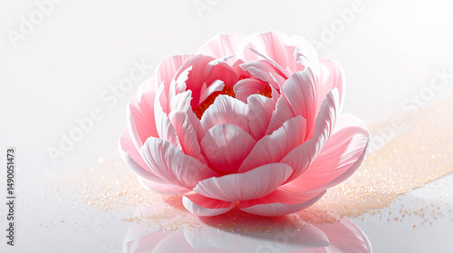 Pastel Peony Watercolor with Shimmering Dust