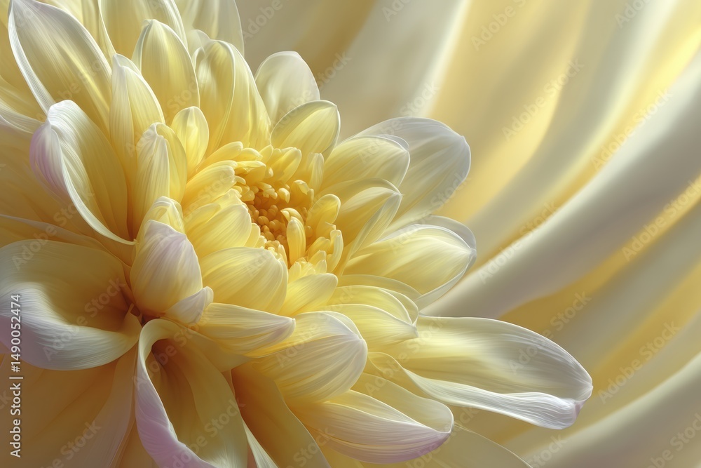 Obraz premium A gradient of soft yellow fading to white with a smooth finish, conveying a sense of light and positivity