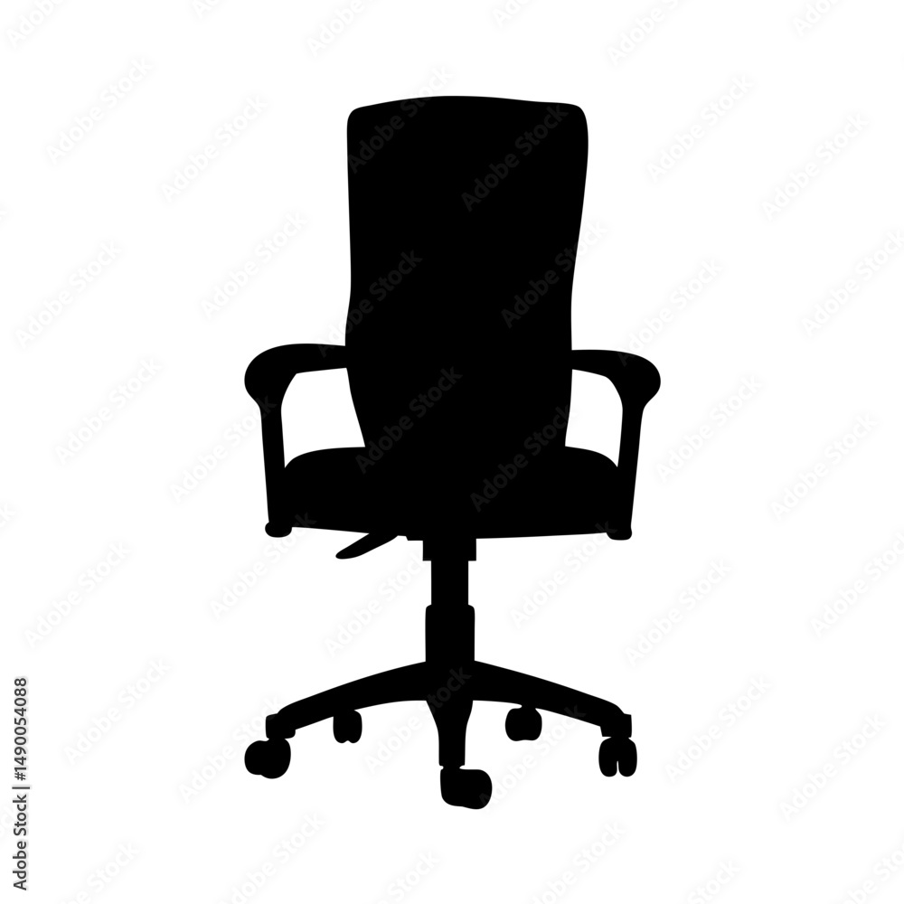 Obraz premium Ergonomic office chair black silhouette vector illustration