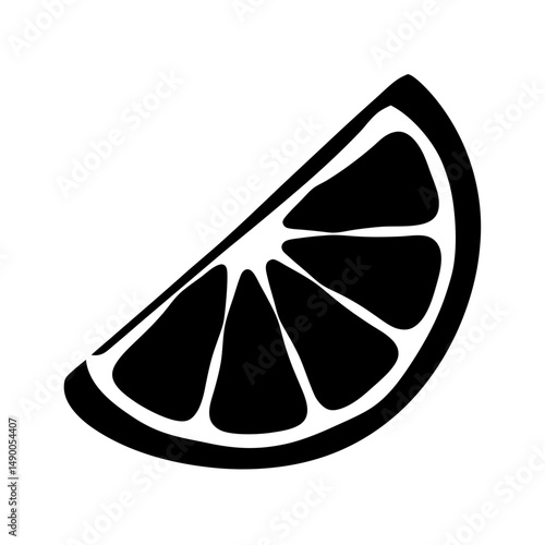 Juicy citrus wedges black silhouette vector illustration