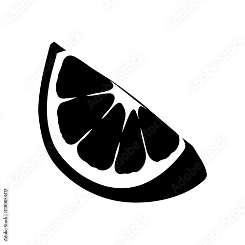 Juicy citrus wedges black silhouette vector illustration
