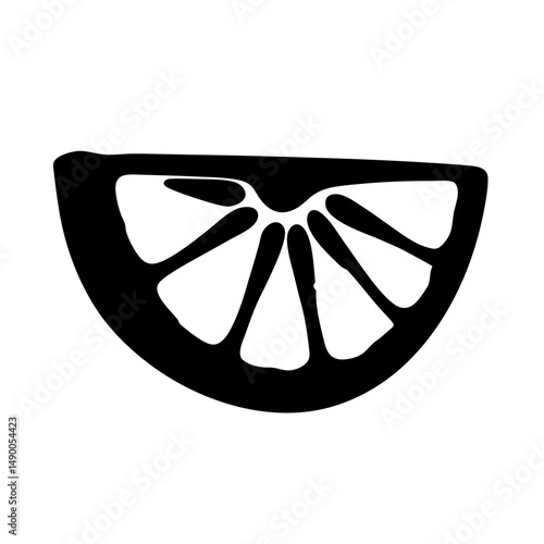 Juicy citrus wedges black silhouette vector illustration