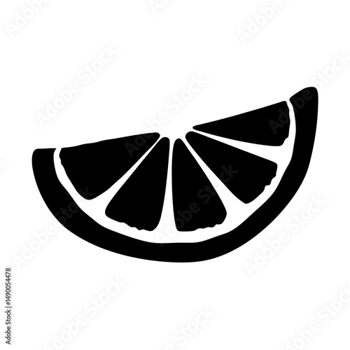 Juicy citrus wedges black silhouette vector illustration