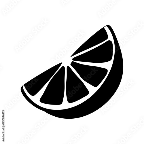 Juicy citrus wedges black silhouette vector illustration