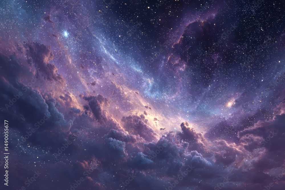 Obraz premium A vibrant cosmic starry sky with rich purple and blue tones, adding a sense of wonder and exploration