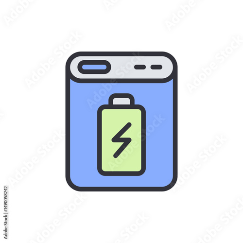 Stylized Power Bank With Battery Icon For Portable Charging Devices