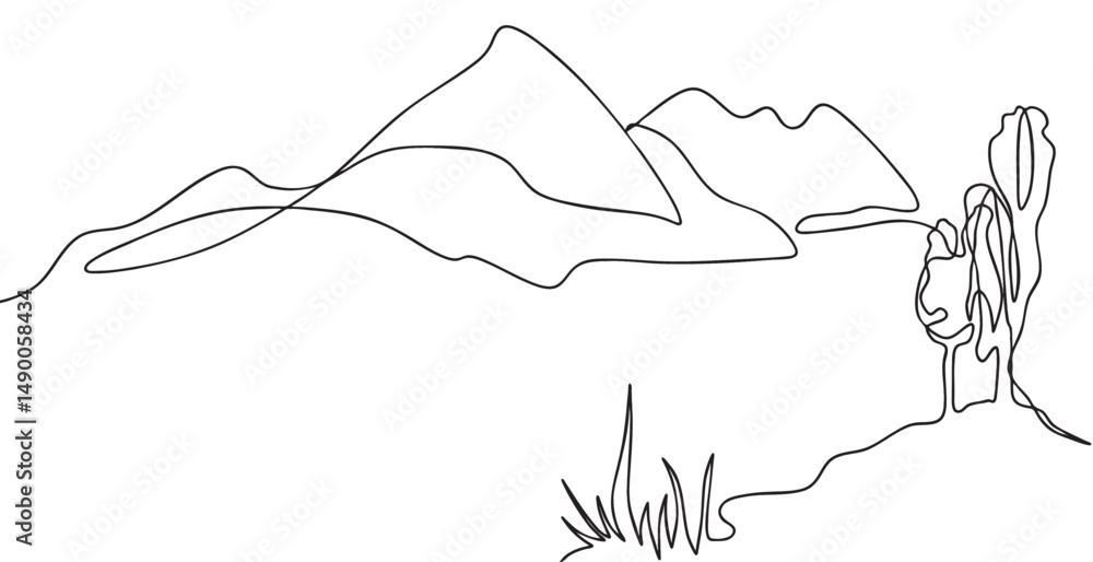 Mountain line art Mountain line art
