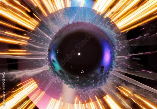 Captivating abstract artwork featuring a vibrant, circular design with radiant light effects.