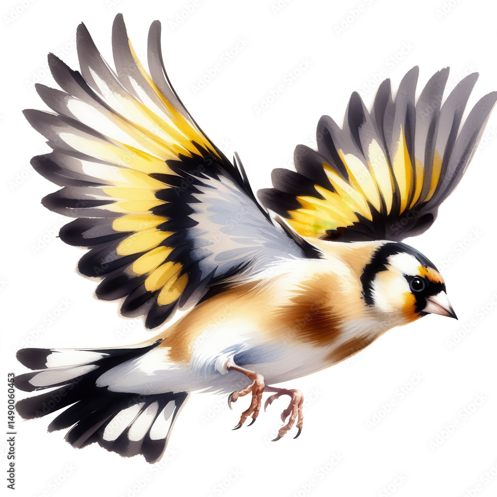 Obraz premium Painted Goldfinch in Flight