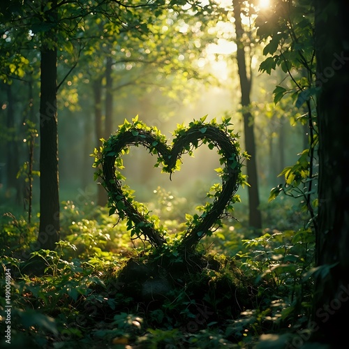The image captures a serene scene of a sunlit sky peeking through a dense thicket of foliage, creating an enchanting interplay of light and shadows.