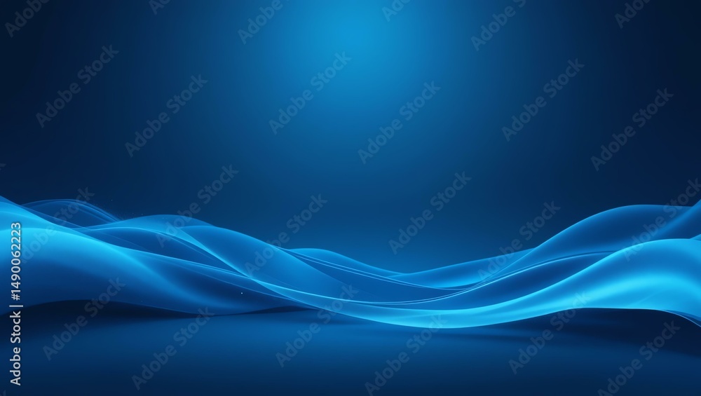 Fototapeta premium A smooth blend of blue waves creates a calming, abstract background suitable for various digital projects.