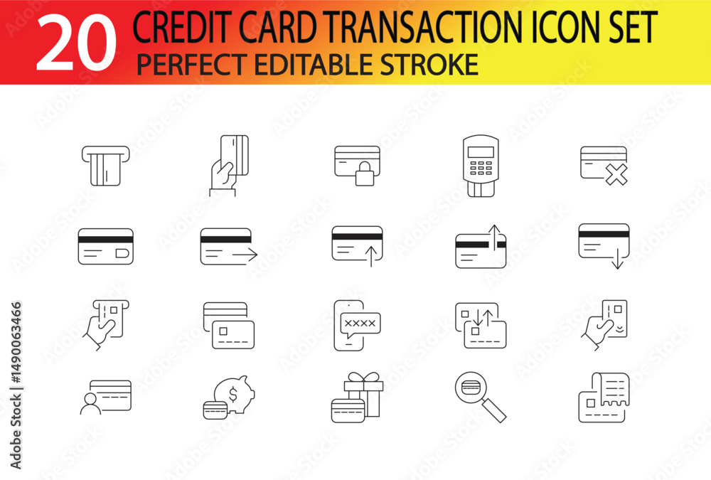 Fototapeta premium CREDIT CARD TRANSACTION ICON SET
