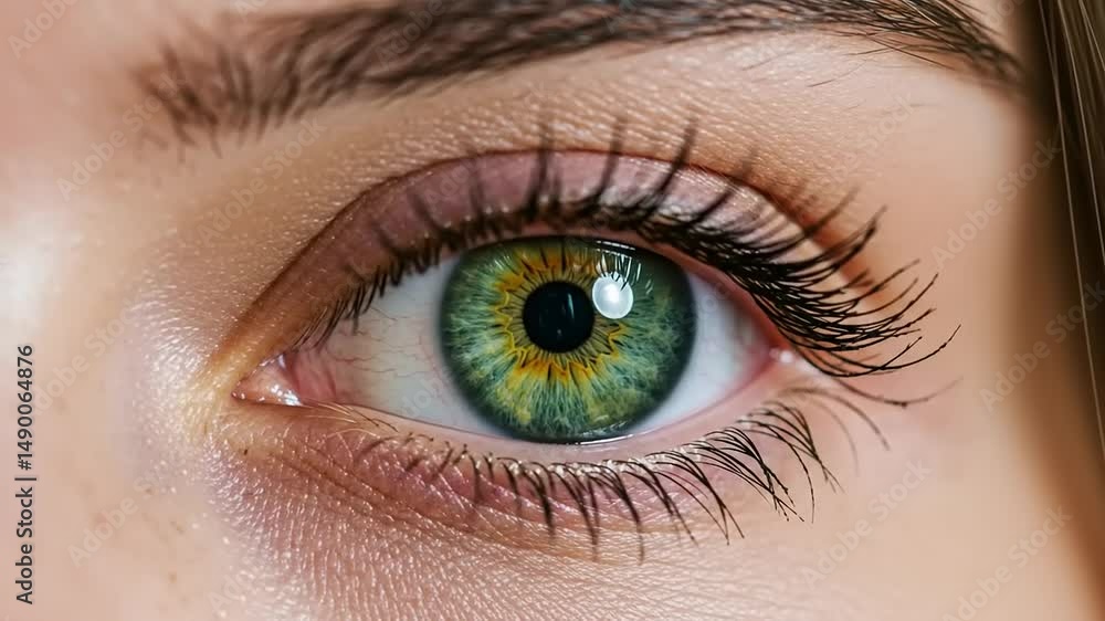 Close-up of a vibrant green eye with intricate details, showcasing natural beauty and expression Close-up of a vibrant green eye with intricate details, showcasing natural beauty and expression