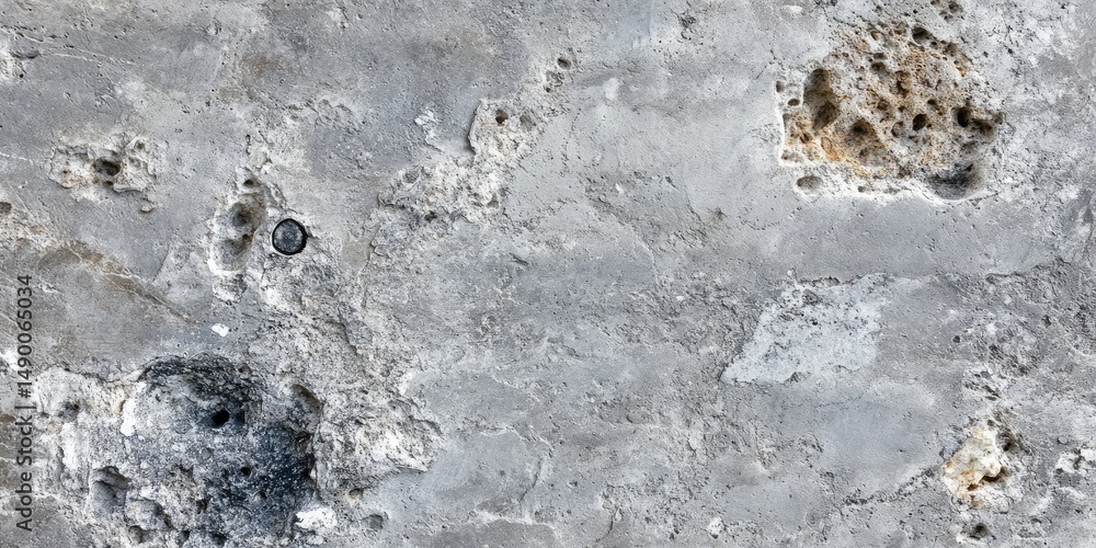 Fototapeta premium Gray textured surface with holes and pits