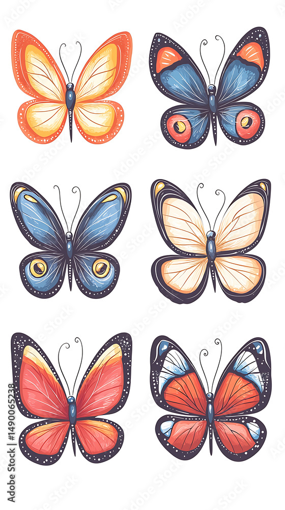 Colorful Butterfly Illustrations Colorful Butterfly Illustrations