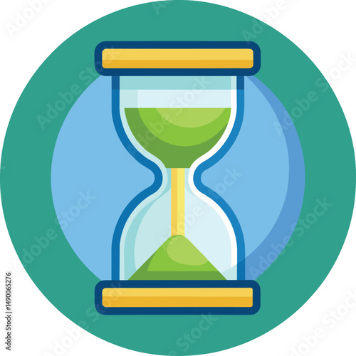 Green Hourglass Time Management Icon Design
