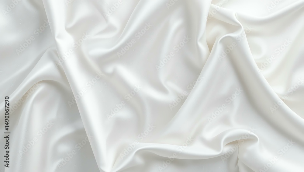 Fototapeta premium Elegant white satin fabric with smooth texture, ideal for backgrounds and design projects.