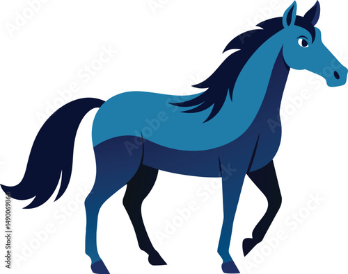 Blue Horse Vector Illustration Graphic Design