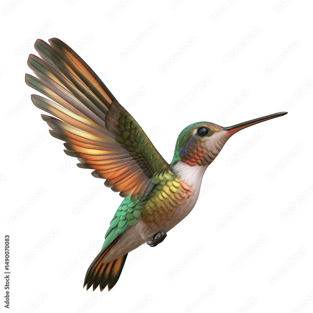 Obraz premium A hummingbird in flight black background