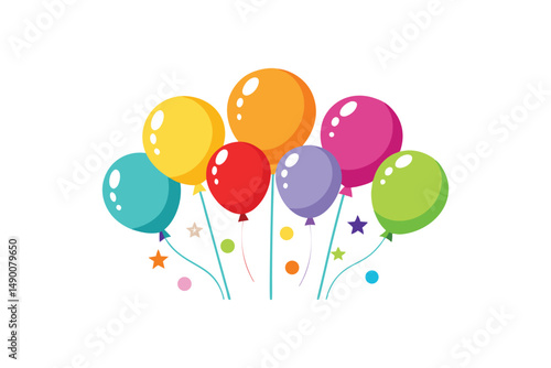 colorful birthday balloons decoration celebration vector illustration