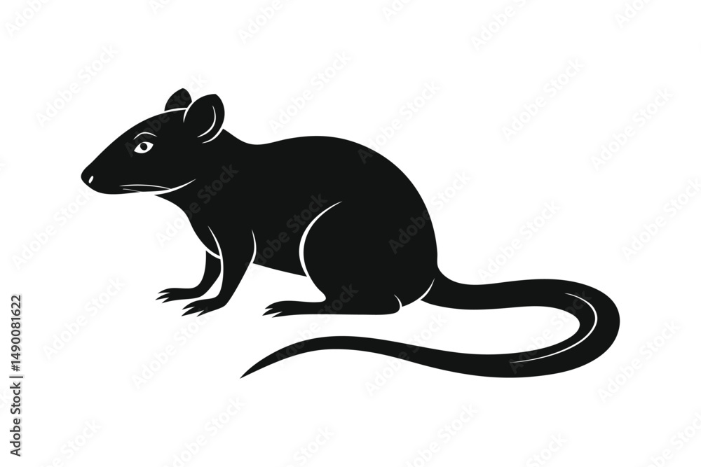 Obraz premium mouse rat rodent silhouette black animal side view vector illustration