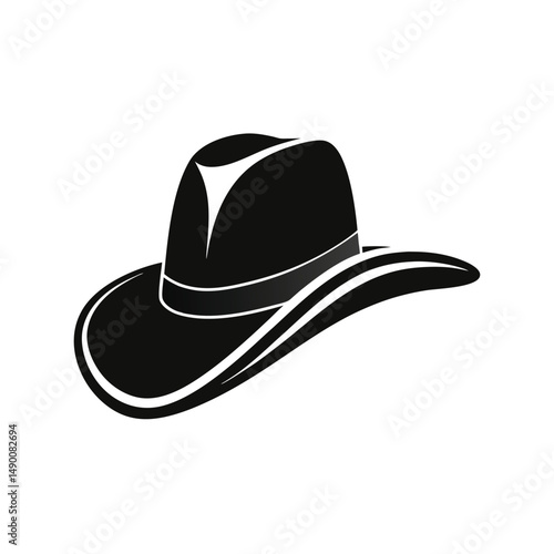 cowboy hat western classic silhouette black style fashion vector illustration isolated on white background