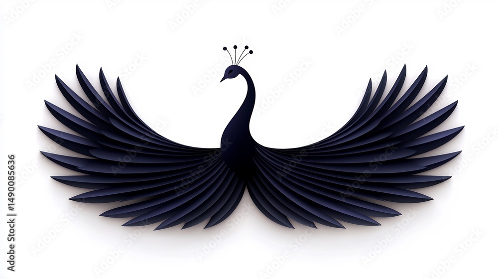 Obraz premium Dark peacock, stylized, spread wings