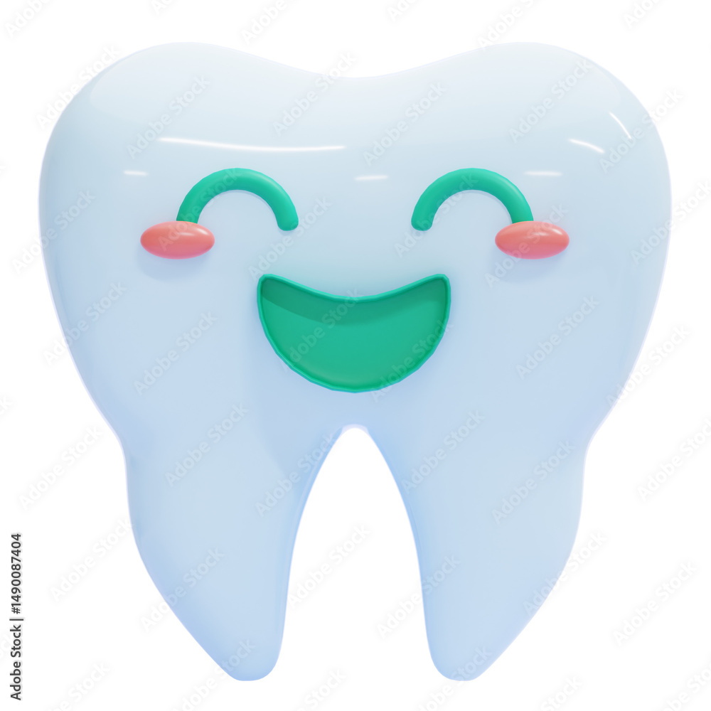 PNG 3D Happy Tooth Emoji with Cheerful Expression Illustration Isolated on a White Background PNG 3D Happy Tooth Emoji with Cheerful Expression Illustration Isolated on a White Background