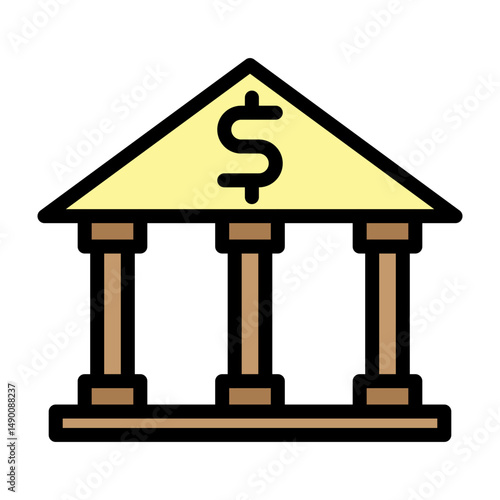 Bank Building Vector Filled Icon Design