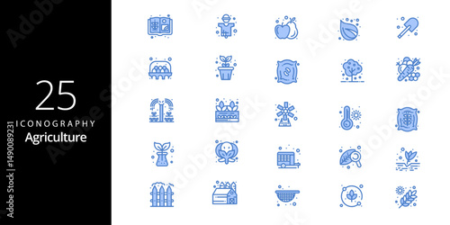 Farming Stroke icon collections. Containing Farming Agriculture Agricultural, Research, Produce, Agri-business, Crop Yields, Organic Farming icons. Editable Stroke icon collection Outline icon