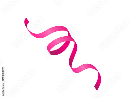 Serpentine streamer ribbon vector background. Colorful celebration paper spiral decoration isolated on white for gift, greeting, festive design.