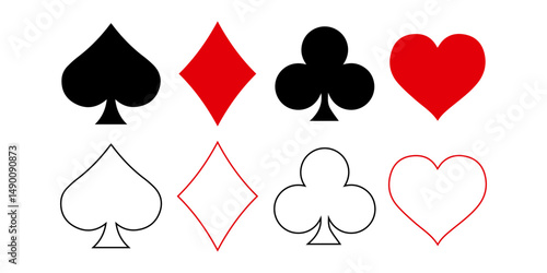 Suit deck of playing cards on white background. Vector illustration.