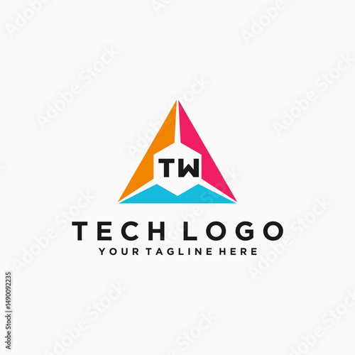 TW Initials Tech Logo Vector Art  Icons  and Graphics