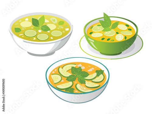 vector illustration of a vietnamese food Canh Bí Đao (Winter Melon Soup)
