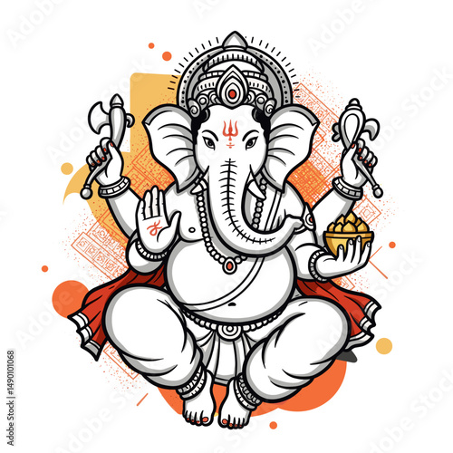 A mix of full-body and portrait Ganesha artworks with diverse artistic expressions from line art to full color.