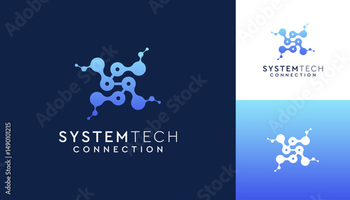 Letter S molecule connection technology vector logo design inspiration.