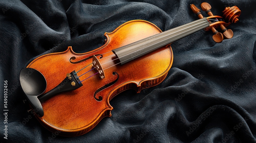 Fototapeta premium Classic violin on dark fabric