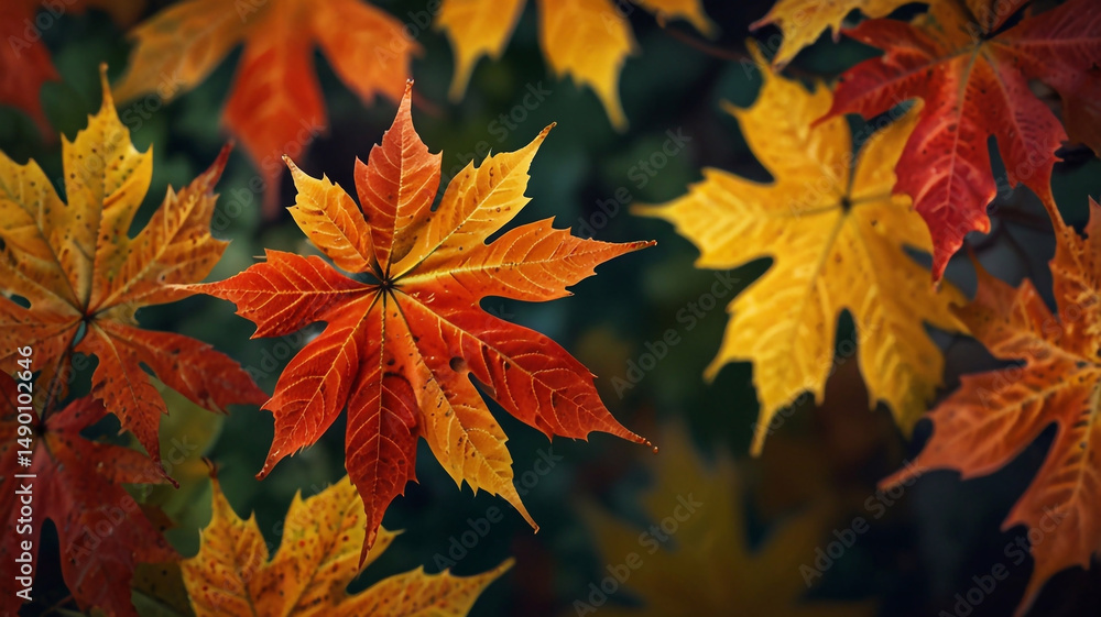 Vibrant Autumn Maple Leaves Background Vibrant Autumn Maple Leaves Background